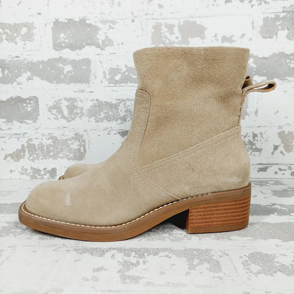 New Lucky Brand LK-Kazey Tan Suede Leathe Ankle Boots M170 - Picture 1 of 11